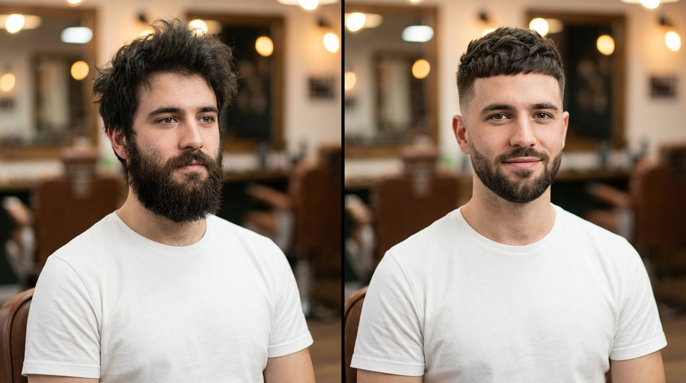 Komplettpaket Haar und Bart Vorher Nachher